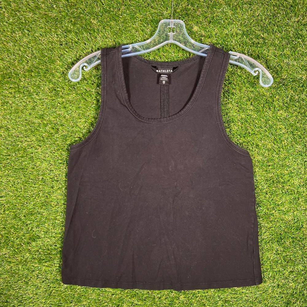 Athleta Black Scoop Neck Tank Top Racerback Seam Detail XS